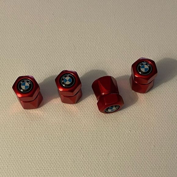 BMW Valve Stem Caps in Red Set of 4 NWT - Picture 2 of 4